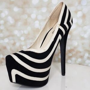 Bumper Black & Cream Vegan Suede Pump